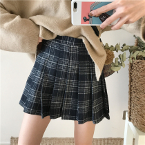 2021 autumn and winter New Large size womens woolen skirt plaid pleated skirt short skirt Korean fat mm200 kg