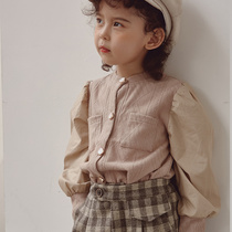 Childrens clothing small coat girl shirt autumn and winter thin long sleeve shirt Korean version of cotton wild fashion loose tide