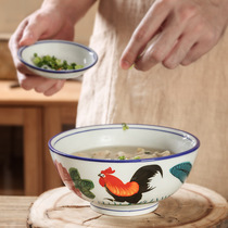 Nostalgic retro tvb Rooster Bowl 6 inch Jingdezhen vintage chicken bowl 80 s household ceramic Bucket Bowl Noodles Bowl