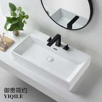 Simple three-hole table basin Square large bathroom washbasin Ceramic basin Balcony washbasin washbasin