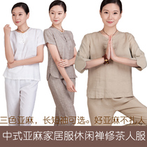 Summer style Chinese linen yoga suit Tai Chi suit Tea man suit Couple meditation leisure home suit suit