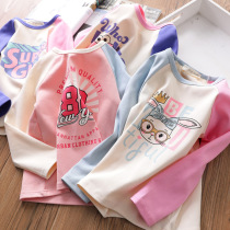 Girls pure cotton cartoon long sleeve T-shirt 2021 Spring loaded babys undershirt CUHK Tong Yang Gas collage 100 hitch blouse