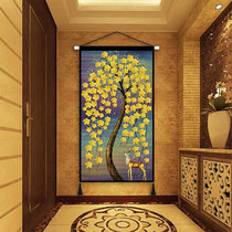 European mystery deer hair wealth tree large vertical page porch fabric hanging painting background decoration hanging cloth corridor wall carpet painting