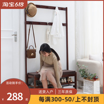 Solid Wood Clothes Hanger Floor Home Doorway Changing Shoes Rack Hanger Rack Shoes Rack Integral Door Hall Hanger Cabinet Shoes Cabinet Shoes Cabinet Cloakhat Rack