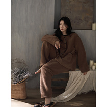 Jono Nameplate Coral Suede Pyjamas Winter Thickened Goat Suede Warm Can External Wear minimalist Home Clothing Casual Suit