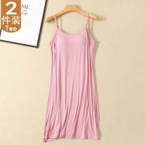 2021 Modale vest harness one-piece dress woman with chest cushion plus size sleeping dress casual home pyjamas long dress