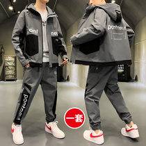 Jacket mens jacket spring and autumn tooling sports suit mens with a set of Ruffian handsome autumn jacket Tide brand