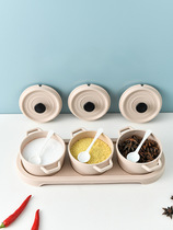 Household seasoning box kitchen cleaning storage seasoning tank simple large capacity solid color seasoning box condiment box salt pot