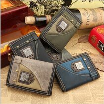  Mens casual canvas 3-fold short wallet Academic boys trend fashion sports vertical wallet