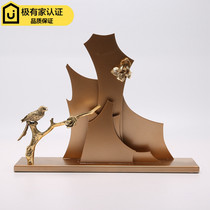 Modern new Chinese style creative copper bird mountain ornaments Model room Hotel living room Metal art soft decoration accessories