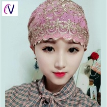 Islamic Hui Little Hat Muslim Hui Lady Headscarf Cover Mesh Lace Sequin Hat Thin