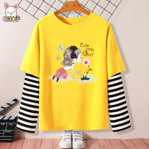 Girls  t-shirt long-sleeved spring and autumn childrens autumn top middle and large childrens bottoming shirt 2021 new t-shirt girls clothes