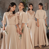 Chinese bridesmaid clothing 2021 New Autumn Fairy air thin wedding sister Group evening dress Chinese style long spring and autumn
