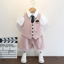 Boys Suit Summer Baby Kindergarten Graduation Clothes Childrens Chorus Performance Clothes British Dress Suit Three Piece Set