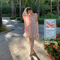 (Huchu Beautiful Peach Uron) 2021 Summer new outhitch cardiovert thin air-knitted sweatshirt woman jacket