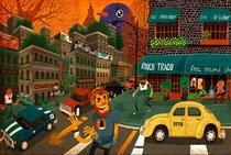 Europe Happiness Cartoon Town Car Wood 500 1000 Pieces Puzzle Rome Adult Puzzle Toys