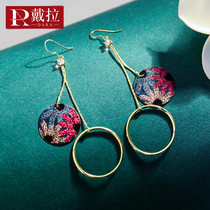 925 silver ear hook long temperament tassel earrings female 2021 New Tide personality Korean advanced sense Net red ear ornaments