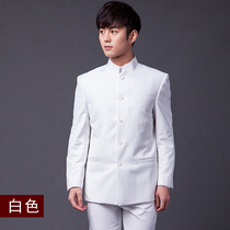 Zhongshan suit suit Mens Youth White Chinese collar suit Korean version of self-cultivation Chinese Tang suit Spring and Autumn Winter