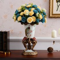  European-style vase decoration living room flower arrangement dried flower decoration three-piece American TV cabinet decoration restaurant creative decoration