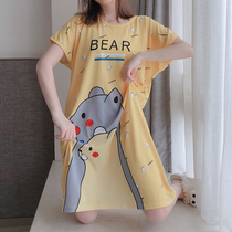 Summer short-sleeved thin modal cotton night dress female Korean version of sweet cute cartoon home clothes loose maternity pajamas