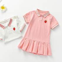 Girls dress short sleeve polo shirt dress 2022 summer dress new mid-boy ocean gas sports skirt tide Summer