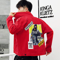 2022 new mens spring fall Korean version Trend handsome outfits Teenagers Learn Raw Male Jacket Denim Jacket