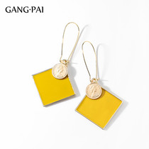 Fashion Diamond yellow earrings womens long temperament earrings 2021 New Tide Korean Net red European and American earrings