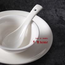 Household ceramic small soup spoon round eating spoon creative hotel restaurant Daily spoon 5 10 sets