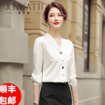 Fashion foreign style shirt Business professional dress womens long-sleeved temperament to wear a shirt outside the bottom of the wild temperament work clothes tide