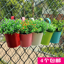 Pastoral balcony color tin hanging bucket simulation flower personality pendant home decoration large flower Ware hanging pot