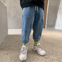 Boys trousers autumn models 2021 new childrens pants loose spring and autumn clothes in the big Children leisure foreign atmosphere tide Korean version