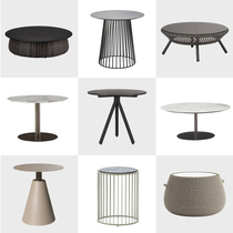 Nordic outdoor slate coffee table side table odd round leisure rattan small corner table balcony stainless steel marble creative