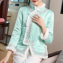 Chinese style short coat womens winter 2021 new embroidery retro plate buckle top Chinese Tang clothing cotton coat cotton suit