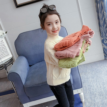 Korean girls turtleneck sweater pullover 2021 New tidal gas Children solid color base shirt in autumn and winter