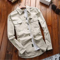 2021 spring and autumn long-sleeved shirt mens loose casual large size military cotton shirt thin section tooling jacket trend