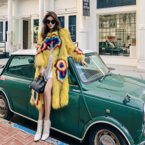 Flame Queen 2021 Light Fur Coat Female Long Imported Cross Fox Hair Coat Whole Leather Woven Yellow