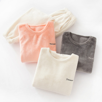 Thickened flannel homewear suit womens winter pullover shut up outside wearing lazy fairy coral velvet warm pajamas