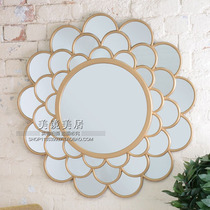 European simple round modern patch background wall decorative mirror hanging wall Bar club wall art sun mirror