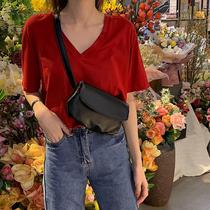 Put mobile phone bag Female Slanted Satchel Mesh Red Korean Version Mini small bag Cross Section Single Shoulder Zero Money Soft Leather South Korea Leather Tide