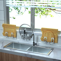 Stainless steel kitchen lid rack wall-mounted free-to-punch multifunction shelving chopping board case board chopping board containing frame