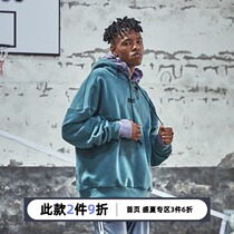 ZONEiD new letter print pullover hooded sweater mens American trend casual loose basketball jacket