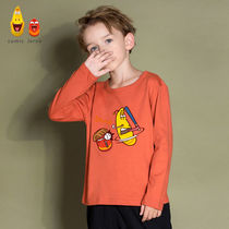 Hilarious bug IP children Mens solid color sweater Long Sleeve T spring thin cotton round neck top mens New Tide ins