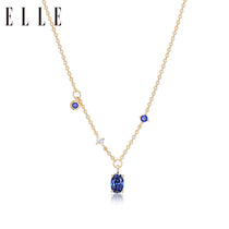 ELLE sapphire necklace pendant 2021 summer new niche design sterling silver plated 18K gold color treasure necklace