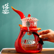 2021 New lazy glass tea maker kung fu tea ceremony full semi-automatic tea set office