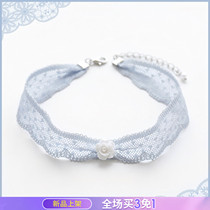 Haze blue lace choker collar camellia flower Flower Super fairy temperament neck chain choker female neck jewelry neck strap