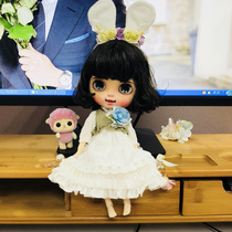 DBS Blythe small cloth doll clothes white cute rabbit skirt suit az small cloth ob24 doll clothes