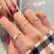New ring female student simple personality girlfriends index finger ring net red ins adjustable wave love tail ring
