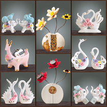 Swan ornaments creative ceramic living room TV cabinet decorations housewarming new house furnishings to give wedding gifts crafts