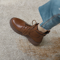 Martin Boots Woman Fall Thin womens boots 2021 New womens shoes thick bottom brown fried street Little short boots Inn Wind