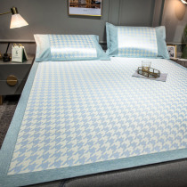  Houndstooth mat Ice silk mat Washable household foldable summer summer soft single air conditioning mat Three-piece set